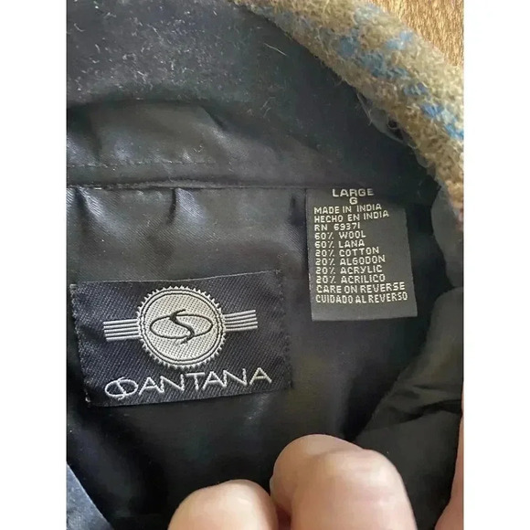 Vintage Oantana Olive Maroon Plaid Wool Blend Shacket Button-up Jacket Size L - Picture 4 of 11